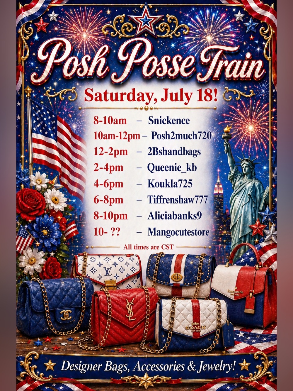 Posh Posse Train: Saturday July 18